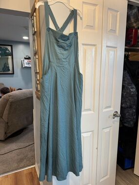 HALARA Sage Green Cross-Back Maxi Pinafore Dress